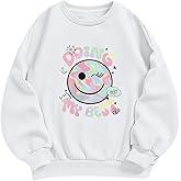 KIEKIECOO Girls Cute Graphic Sweatshirts Smile Face Sweatshirt Kid Preppy Crewneck Pullover Casual Long Sleeve