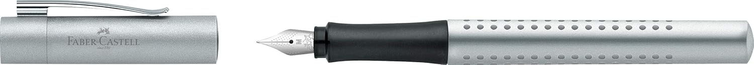 Faber-Castell 140900 Grip 2011 M Fountain Pen - Silver