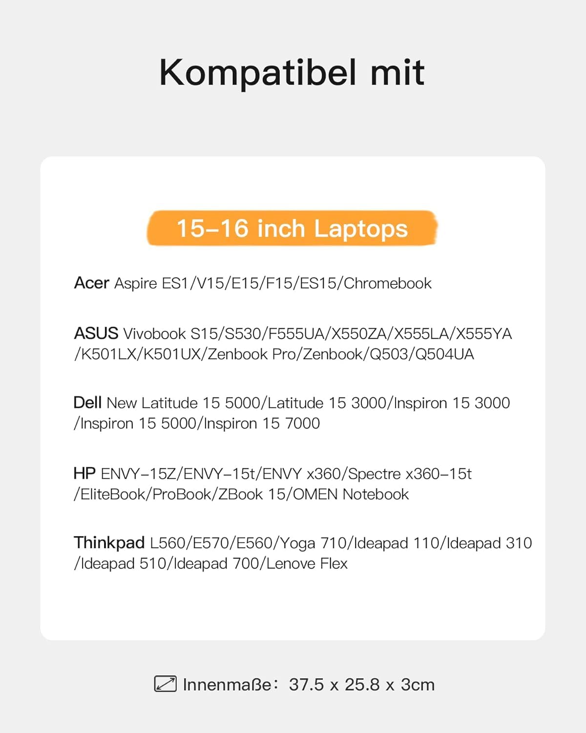 Inateck Laptoptasche Hülle Spritzwassergeschützt Case Kompatibel mit 15,6 Zoll Notebook 2