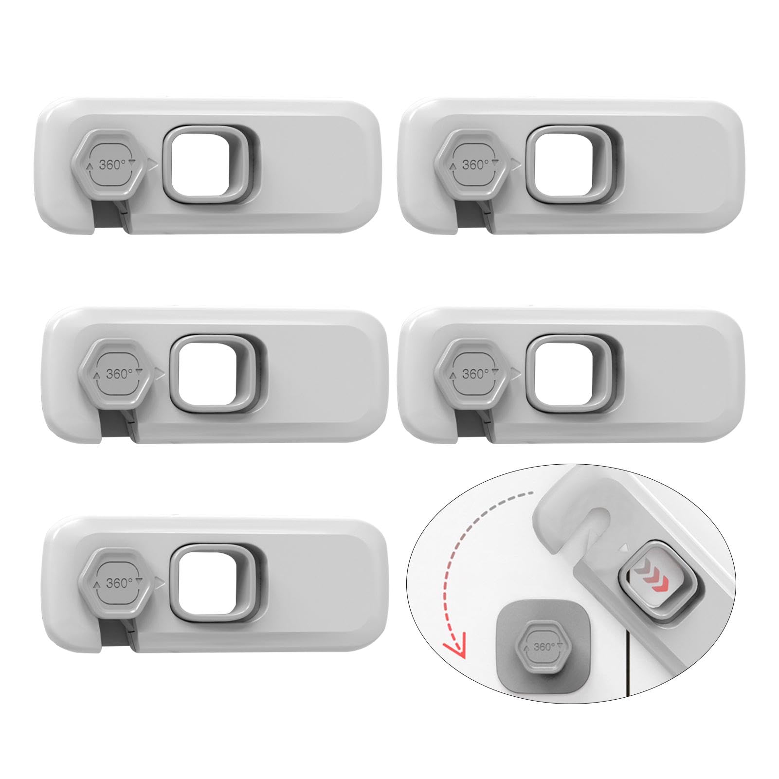 DSFSAEG 5Pcs Child Proof Refrigerator Door Safety Lock, Toddlers Cabinet Freezer Cupboard Drawers Dishwasher Locks No Tools Need or Drill for Childproof Pet Proofing