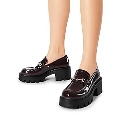 Women Loafers Platform Chunky Heel Slip On Lug Sole