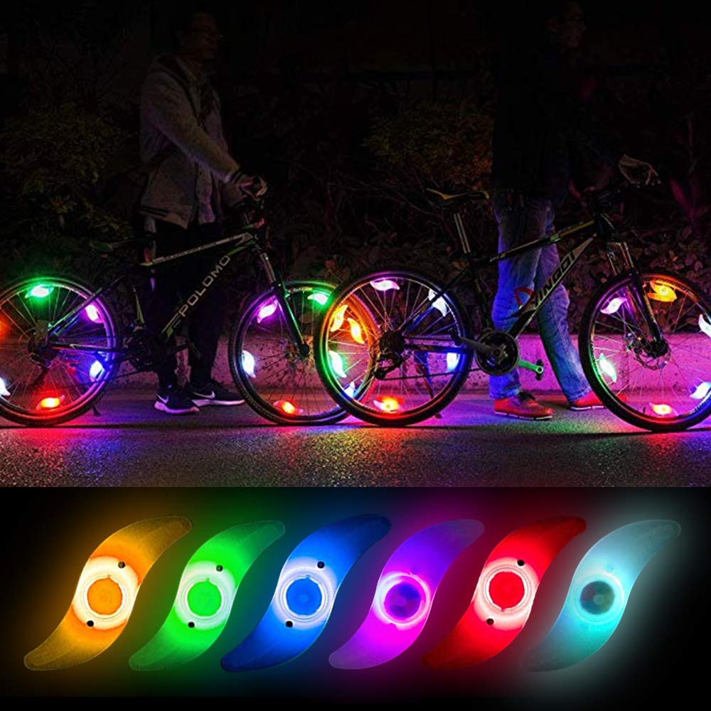 Teguangmei 6 x Bicycle Hot Wheel Spoke Lights, Multi-Coloured LED Neon Flashing and Safety Warning Lights for Bicycle Tyre - Includes Battery — image 1