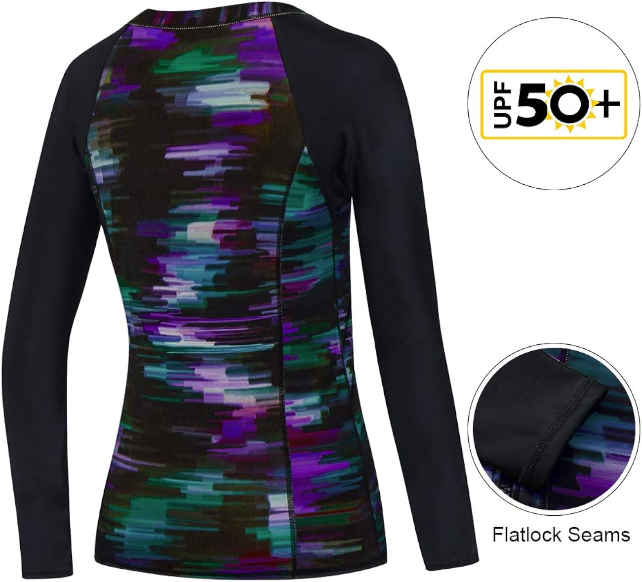 AXESEA Womens Rash Guard Tops Long Sleeve Bathing Suits Printed UV Sun