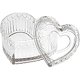 WHJY Glass Jewelry Box for Girls Heart Shaped Container with Lids Small Decorative Trinket Organizer for Vanity Room Decor Crystal Clear Storage Jar for Rings Earrings Necklaces