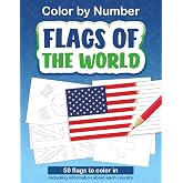 World Flag Coloring Book - Color by Number: Flags of the World: Color by Number Flags Book for Children &amp; Adults with 50 Countries