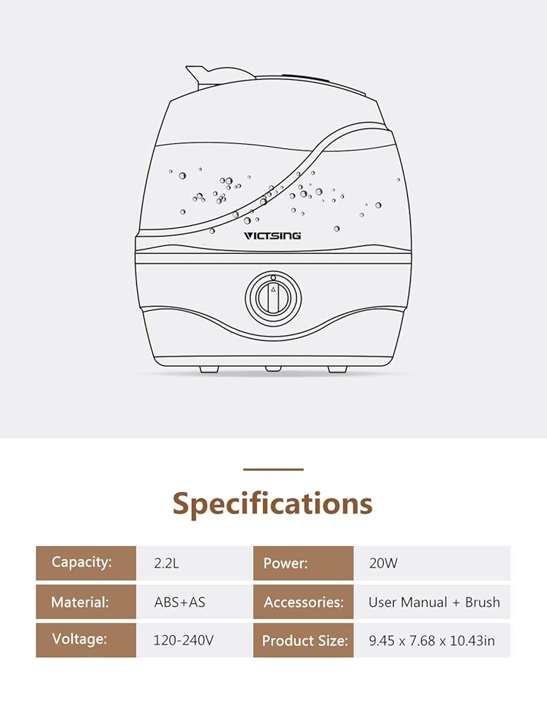 Cool Mist Humidifiers, Quiet Ultrasonic Humidifiers for Bedroom Baby