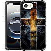 Zeggi Case for iPhone 16e 6.1 inch,Four Corner Airbag Protection Design Soft Silicone Frame Personalized Pattern Case Compatible with iPhone 16e for Men-Lion Cross