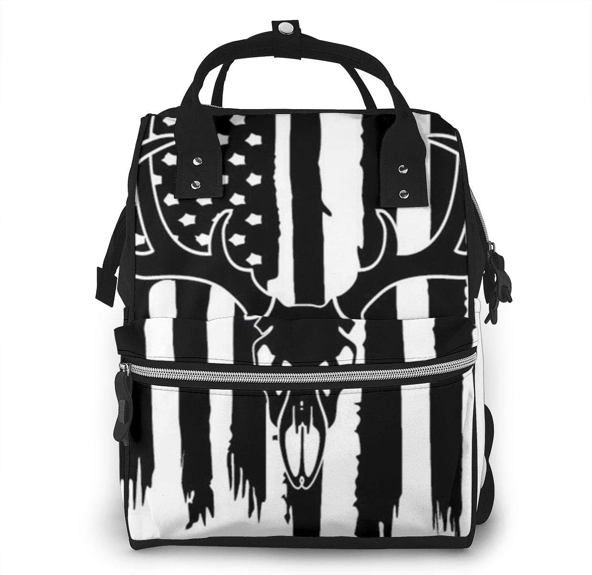 HongyeMao Deer Head Thin Black Line Mummy Backpack Diaper Bags Multi Functions Shoulder Bag