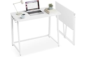 Folding Desk, Small Foldable Desk 31.5 inches Small Desk, Space Saving Computer Desk Writing Workstation for Home Office, Eas
