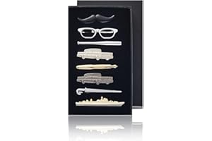 EvmAsaLQ 8PC Modeling Tie Clips for Men Silver Gold Black Grey Tie Clip Cars Warship Glasses Beard Baseball Umbrella Tie Bar Suitable for Holiday Gifts, Family Parties, and Anniversaries.…