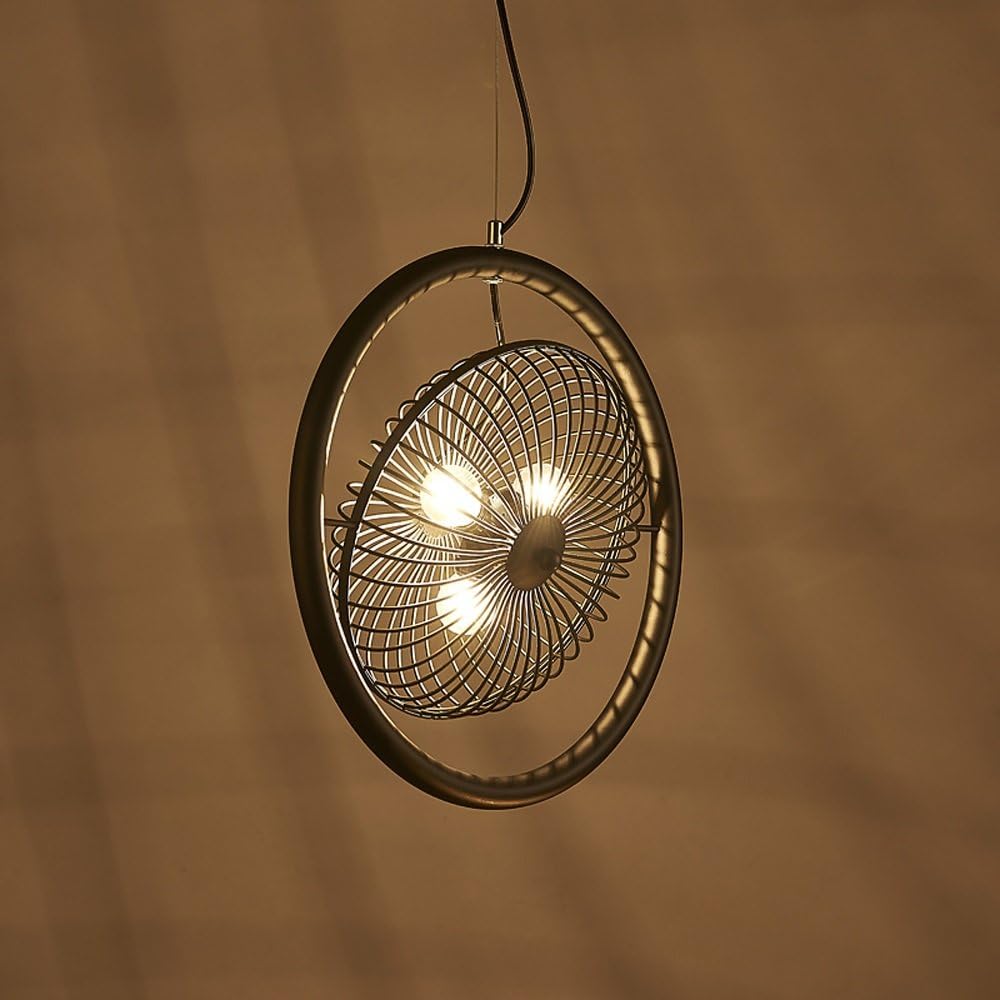 Iron Craft Retro Nostalgic Fan Chandelier High Brightness E27 Light Source Nordic Retro Industrial Chandelier American Village Bar Study Iron Art Fan Chandelier Chain: 100CM (Adjustable) 110-240 Volts AC Voltage