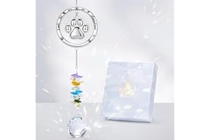 VIVIKEN Dog Memorial Gifts for Loss Dog, Sun Catcher Paw Print Sympathy Gift for Dog Lover, Crystal Suncatcher Remembrance Gift for a Grieving Dog Owner, Rainbow Maker Hanging Dog Passing Away Present