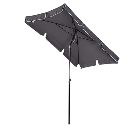 Outsunny Sonnenschirm Knickschirm Gartenschirm Marktschirm rechteckig Stahl 180/m²-Polyester Grau 200 x 125 x 235 cm