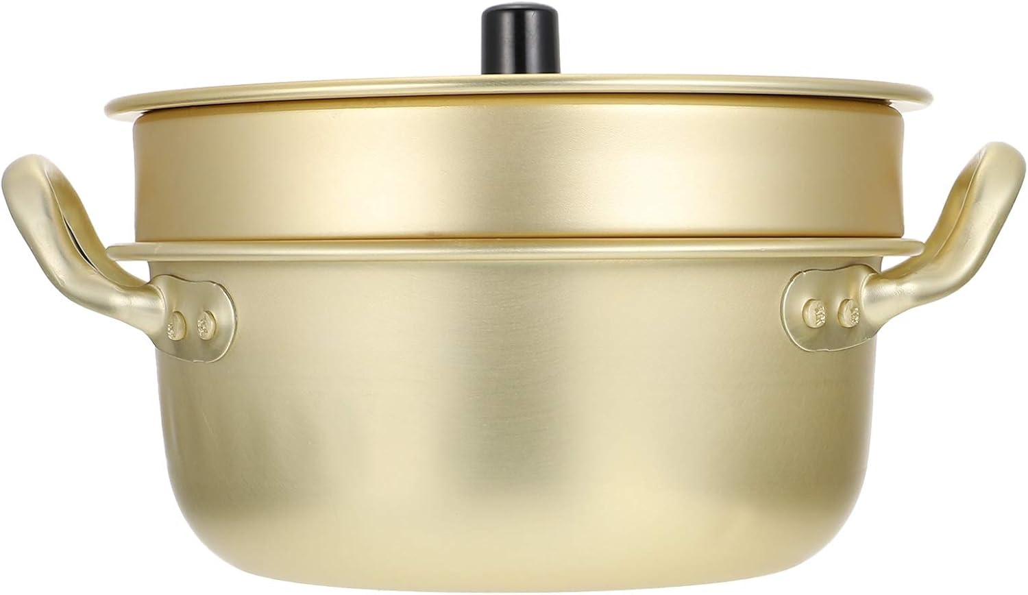 HEMOTON Korea Ramen Noodles Pot with Steamer Basket Hot Shin Ramyun Aluminum Pot Noodles Cooker for Soup Meat Dumpling Bao Bun Dim Sum 18CM