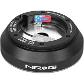 NRG Innovations Racing Style Steering Wheel Short Hub, Lockable Aluminum Steering Shaft, 6x70mm Bolt Pattern Quick Release Adapter Unit, For Mazda/Kia/Hyundai, Black, NRG-SRK-160H