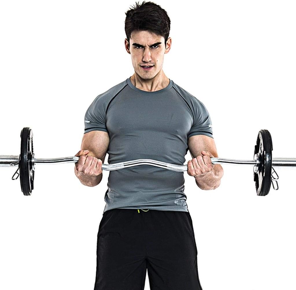 Barbell Bar - 48" Threaded Chrome Barbell Bar, 2 in Barbell Diameter with Ring Collars - Dumbbell Curl Bar wtih Barbell Spring Clip Collars for Home Gym Fitness, Weightlifting, Strength Training : Sports & Outdoors