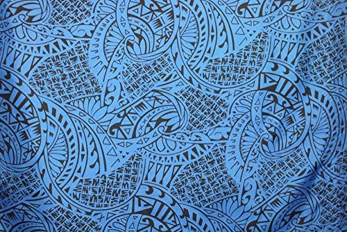 Polynesian Tattoo Blue Design Fabric