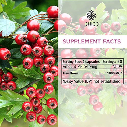CHICO Hawthorn Capsules Organic Crataegus Berry Dietary Supplement to