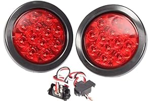 LED Trailer Lights 2pcs, 4" Round Red Trailer Light Kit, Stop/Turn/Tail Lights for Car Trunk Jeep Boat