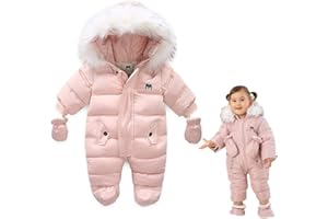 XIFAMNIY Baby Winter Snowsuit Coat Romper Outwear Hooded Footie Toddler…