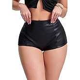Women's Faux Leather High Waist Shorts Stretch Skinny Mini Hot Pants Casual Chic