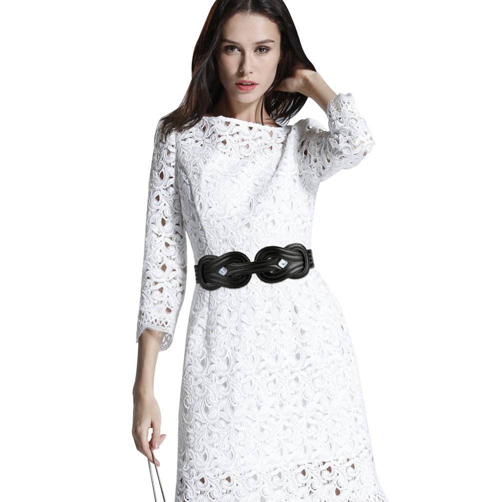 Vbiger Women Waist Belt Elastic Elegant PU Leather Waistband Wide Waist Corset Wrap Around Belt Waist Ban