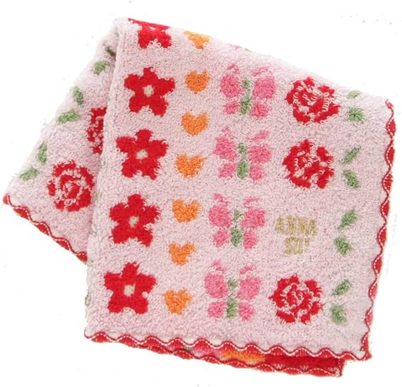 Amazon Anna Sui タオルハンカチ ピンク 綿100 婦人 ハンドタオル 25cm Anna Sui 0502 01 ハンカチ バンダナ 通販