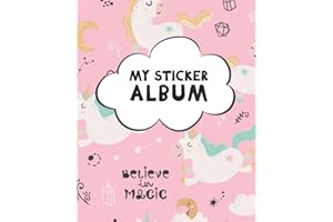 My Sticker Album: Blank Sticker Book for Collecting Stickers | Reusable Sticker Collection Album for Kids - Pink Unicorns Des