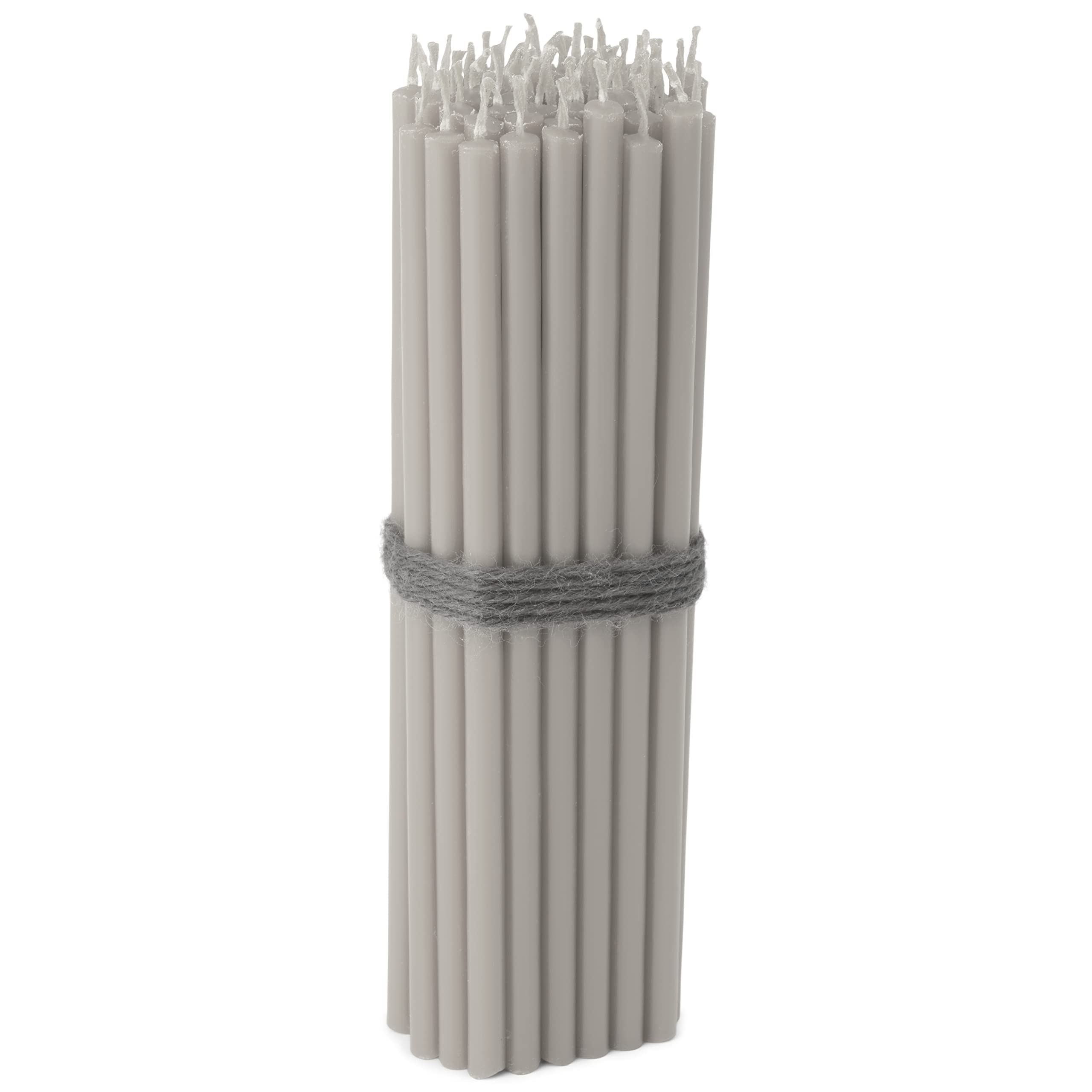 NKlaus - 50x Stick Candles Grey sootfree dripfree Thin L 16cm Premium Paraffin Wax 36115