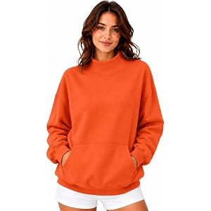 Shiketong Womens Mock Neck Sweatshirt Oversized Fleece Turtleneck Pullover 2026 Fall Fashion Tops with Pocket