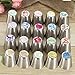 Russian Piping Tips - Cake Decorating Supplies - 34pcs Baking Supplies Set | 20 Stainless Steel Large Size Icing Nozzles + 11 Pastry Bags + 2 Couplers + 1 Cleaning Brush