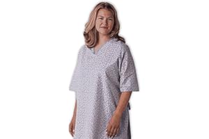 Personal Touch Big Size Hospital Gown - Adult, Unisex-Adult, Female - Purple, 3X, V-Neck, Short Sleeve, Open Back, Modern, Lace Shoulder Detail