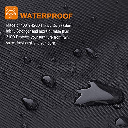 CAVEEN Patio Chair Covers, Waterproof Lounge Deep Seat Cover, 420D Heavy Duty Oxford Fabric Outdoor Patio Furniture Cover Stackable with Durable Double Stitching, 35" L x 38"W x 29"H, 2 Packs, Black - Thumbnail 2