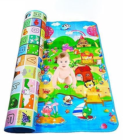 Glives Waterproof Double Sided Baby Play and Crawl Mat Kids Infant Crawling Play Mat Floor Carpet Yoga and Gym Floor Mat - 120 x 180 cm