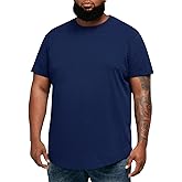 Runcati Mens Big and Tall Shirts Short Sleeve Crew Neck Casual T-Shirt Hipster Hip Hop Longline Tee Shirts