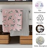 Penguin Home Set of 2 Recycled Cotton Tea Towels Grey Pink 50x70 cm view 2