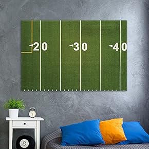 Canvas Wall Art Sports Theme - American Football Court Field - Giclee Print Gallery Wrap Modern Home Art Ready to Hang - 12x18 inches