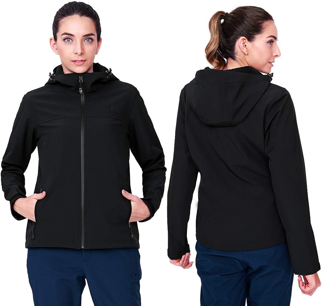 CAMEL CROWN Womens Fleece Lined Softshell Jacket Hooded Waterproof Windproof Lightweight Insulated Winbreaker Hiking Camping at  Women's Coats Shop