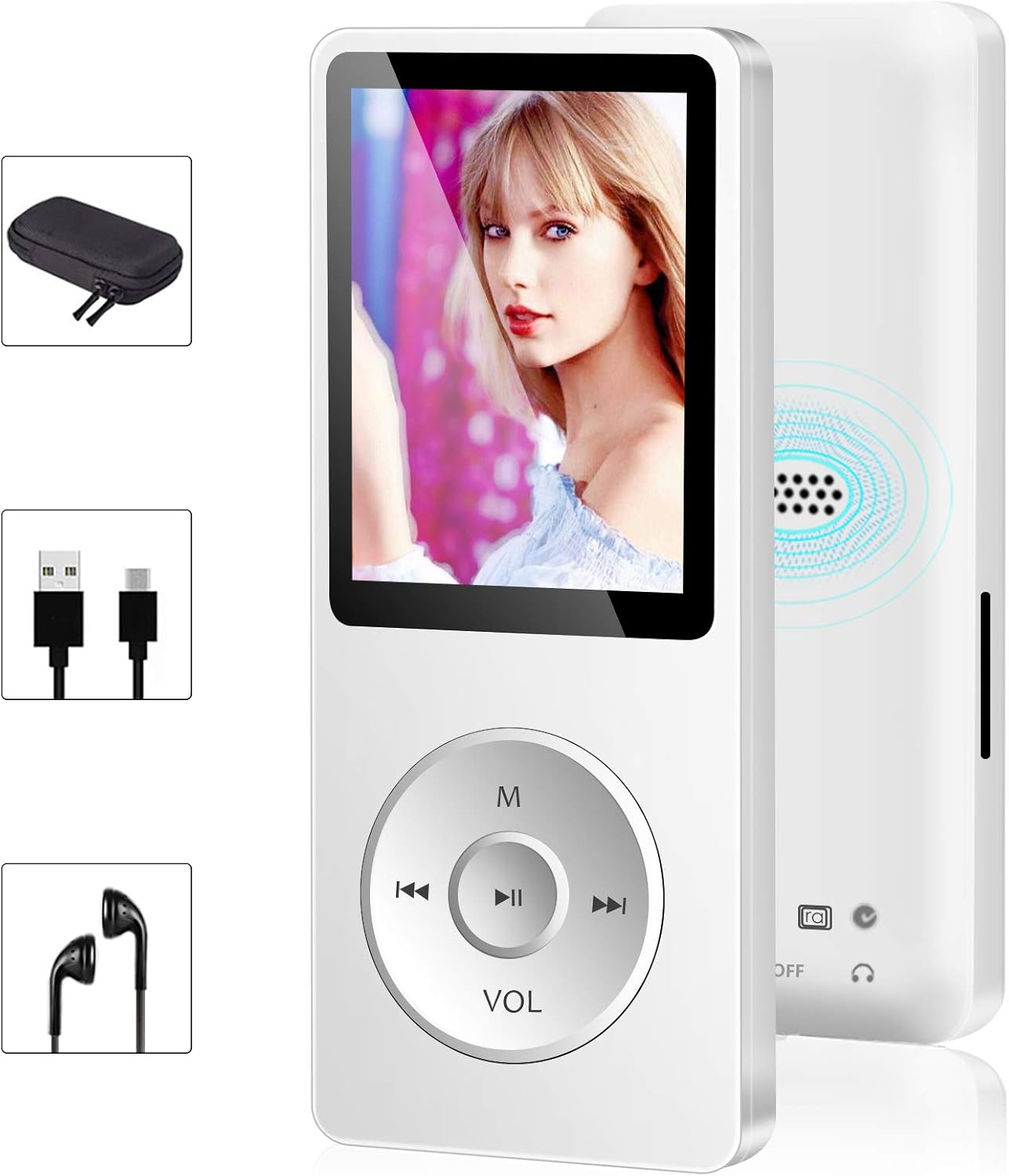 MP3 Player, 16GB Music Player with FM Radio, Voice Recording, E-Book, Game, Video Player, Portable Hi-Fi Lossless Sound Built-in Speaker MP3 Music Player, Support up to 128GB -White(Include Earphones): Home Audio & Theater