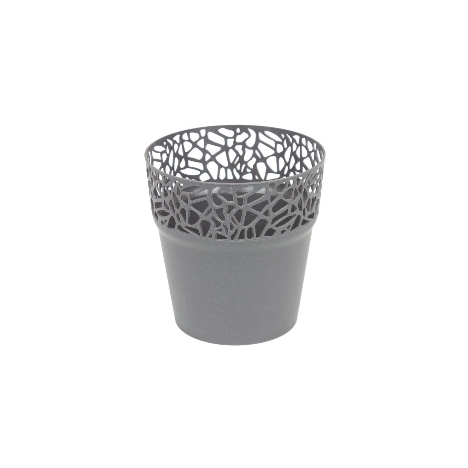 Prosper Plast DNAT120-426U 12 x 12.2 cm Nature Flowerpot - Dark Grey