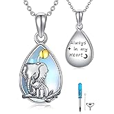 WINNICACA Elephant Urn Necklace for Ashes Sterling Silver Moonstone Elephants Cremation Necklace for Ashes Memorial Necklace Keepsake for Holiday Remembrance | In Loving Memory Gifts for Women Birthday