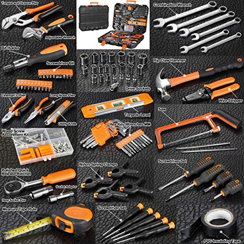 image for F2C 169-Piece Portable Home Tool Kit - Socket Set, Wrench, Hammer, Scr