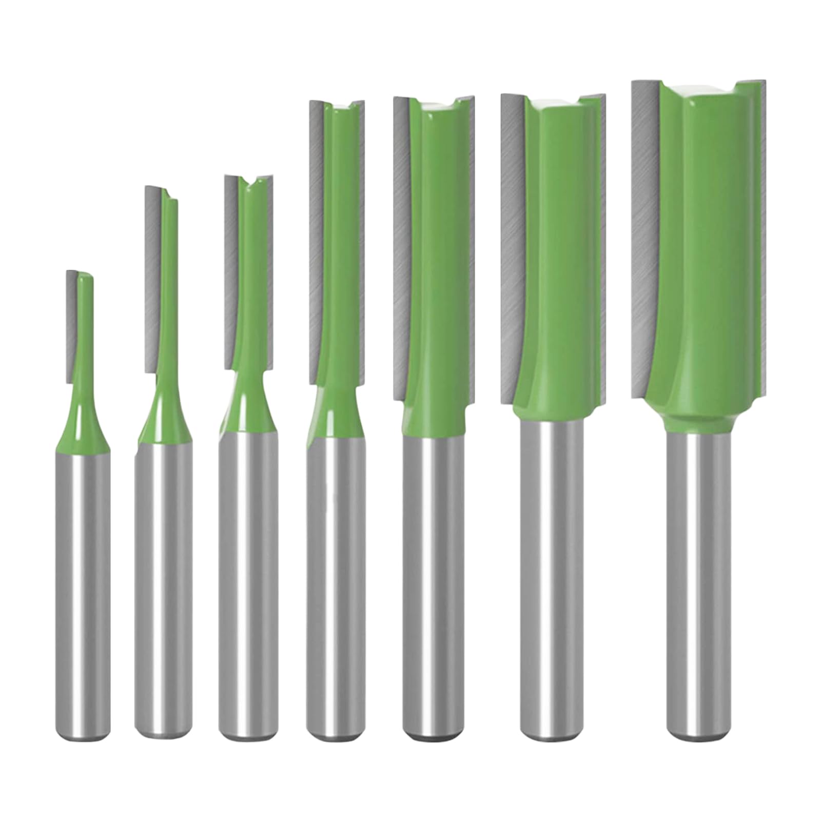 thirei 7Pcs Straight Router Bits, 6mm Shank Tungsten Steel Straight Milling Cutter, Straight Flush Trim Tools, for Cutting Wood, DIY Woodworking