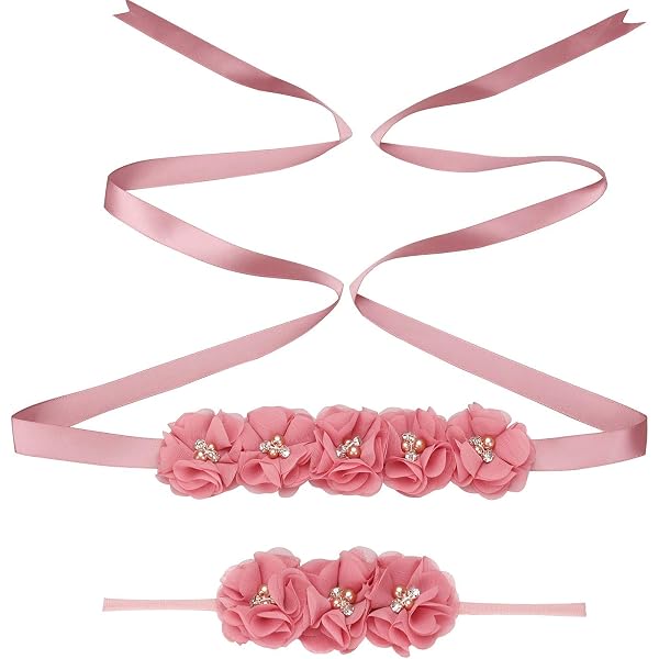 1953 Wedding Party Bridesmaid Sash Belt Handmade Rose Floral Newborn Wedding Party Bridesmaid Sash Belt Handmade Rose Floral  main image 2