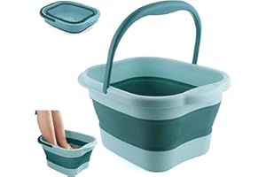 DoroSun Collapsible Foot Bath Soak Tub with Handle, Plastic Foldable Feet Spa Soaking Basin Bucket with Massager Acupoint for Washing, Pedicure Foot Care Bathtub Bowl Tools for Pain Relief, Green