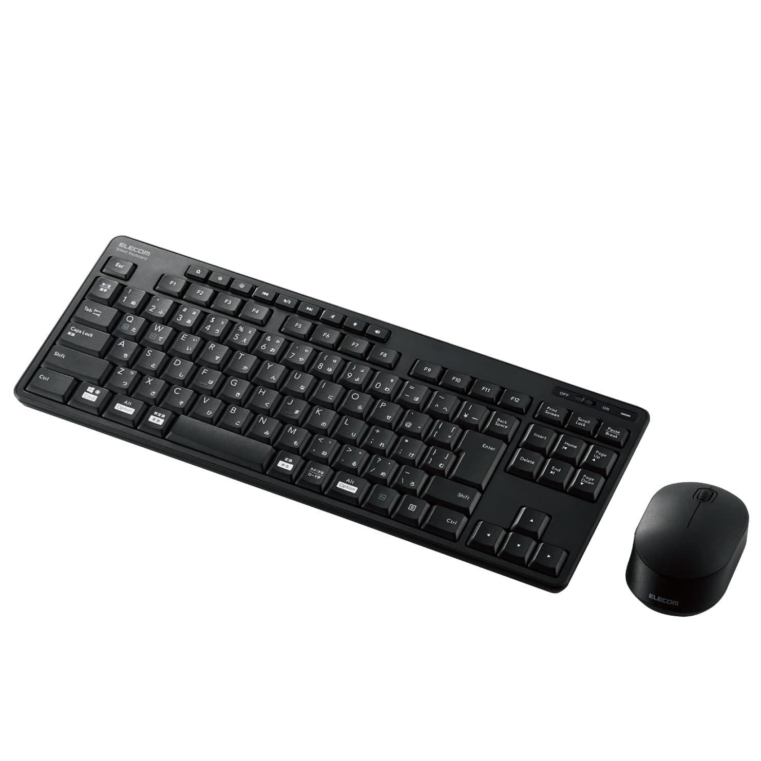 エレコム ワイヤレスキーボード静音設計テンキーレスマウスセット抗菌 ブラックの商品画像