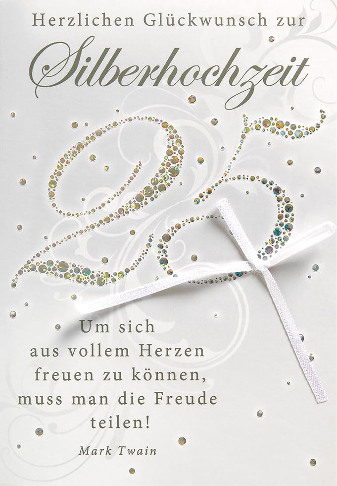 Silver Anniversary Lifestyle Card - 25 - Bow - 11.6 x 16.6 cm