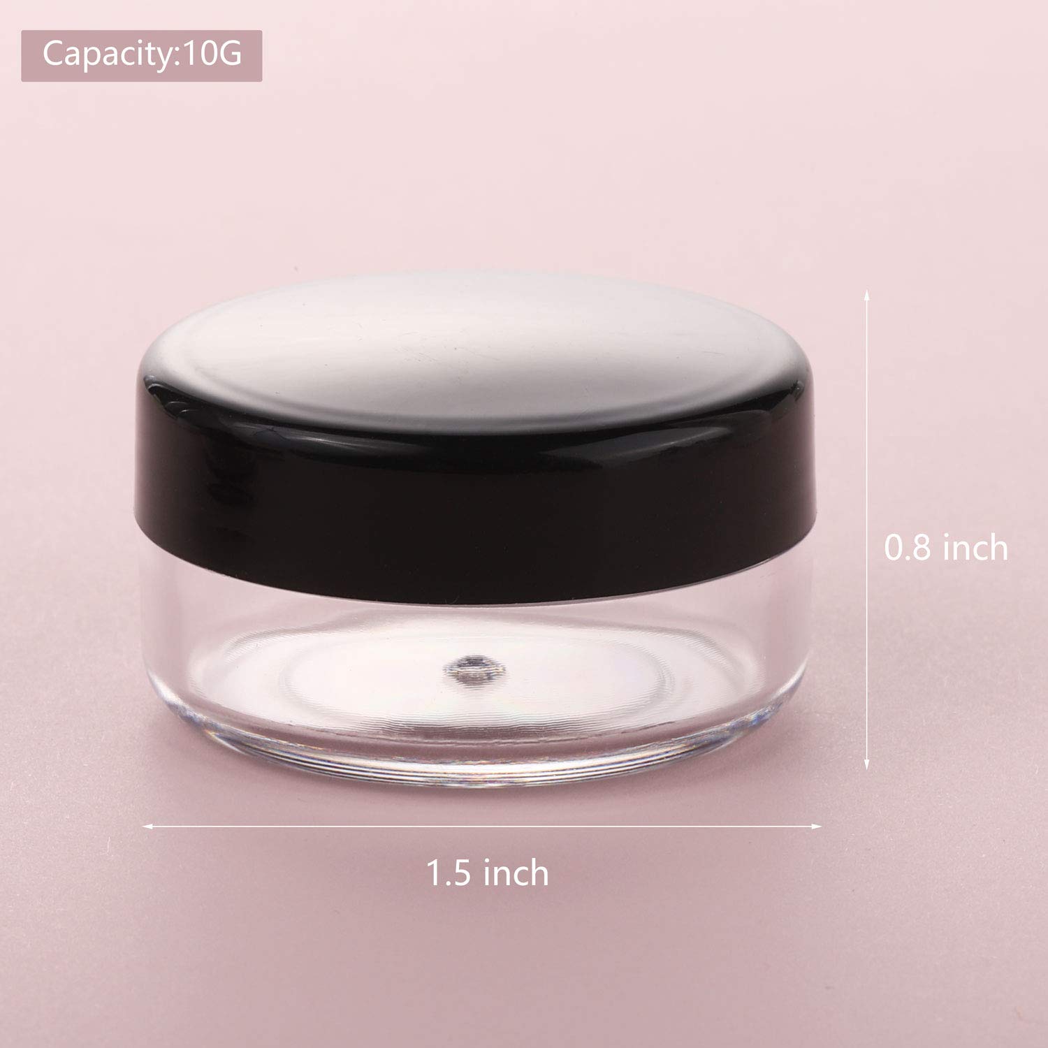 100 Pieces TSA Approved Small Jars with Lids Plastic 10g Travel Toiletries Containers for Cream and Lotion