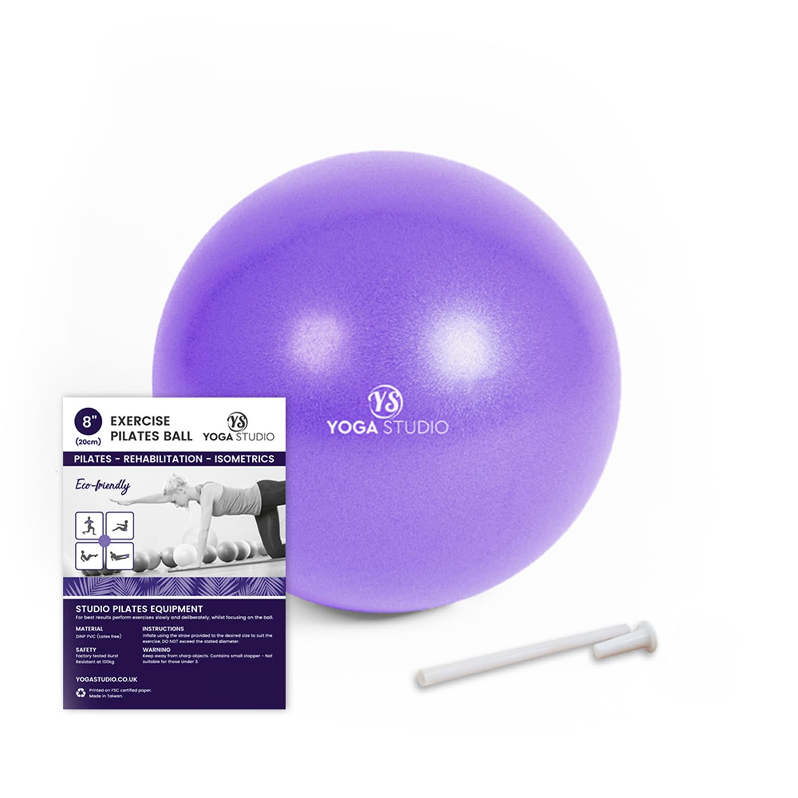 Yoga Studio Exercise Fitness Stability Gym Yoga Pilates Balls (8" Inch Purple)