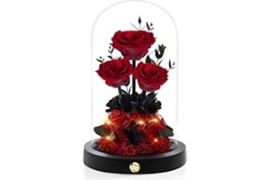 Agrul Mothers Day Flowers Rose Gifts for Mom Preserved Rose in Glass Dome Forever Real Roses Birthday Gifts for Wife Women Mom Best Friend Girlfriend Grandma,Red Roses Gifts for Wife